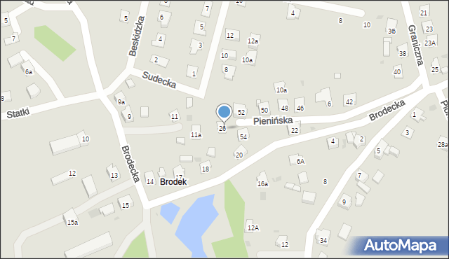 Żory, Pienińska, 16, mapa Żor