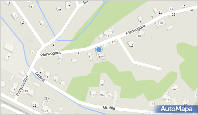 Żywiec, Pierwogóra, 8, mapa Żywiec