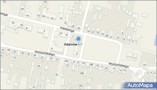 Adamów, Plac Śniegockich, 5, mapa Adamów