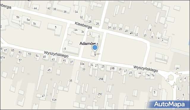 Adamów, Plac Śniegockich, 9, mapa Adamów