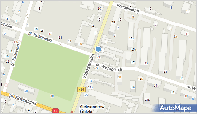 Aleksandrów Łódzki, Plac Kościuszki Tadeusza, gen., 21, mapa Aleksandrów Łódzki