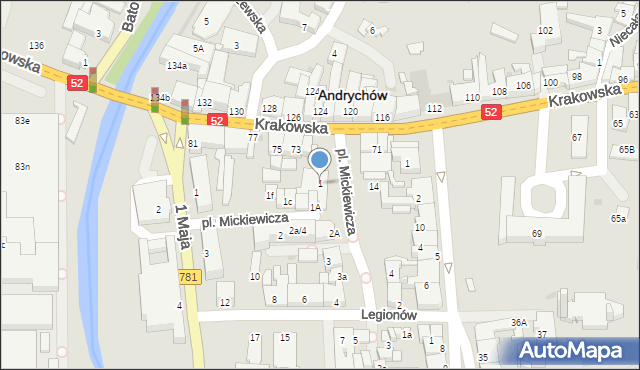 Andrychów, Plac Mickiewicza Adama, 1, mapa Andrychów