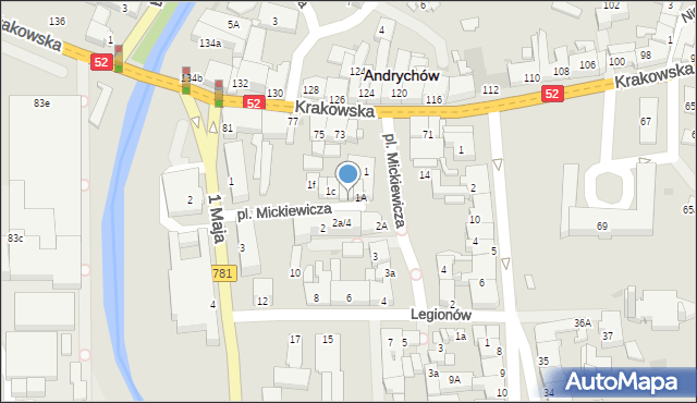 Andrychów, Plac Mickiewicza Adama, 1b, mapa Andrychów