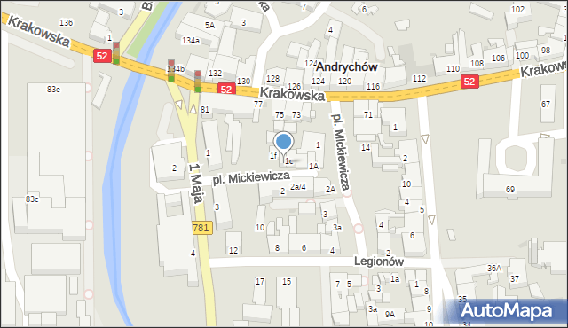 Andrychów, Plac Mickiewicza Adama, 1d, mapa Andrychów