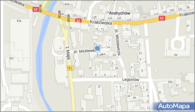 Andrychów, Plac Mickiewicza Adama, 2, mapa Andrychów