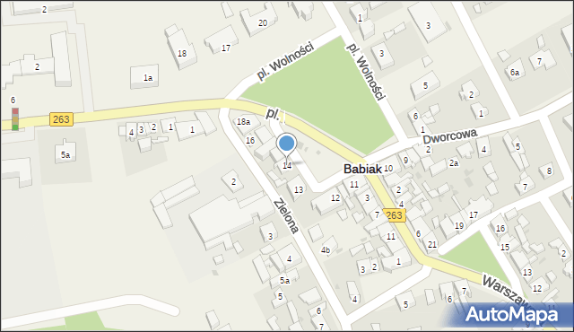 Babiak, Plac Wolności, 14, mapa Babiak