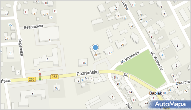 Babiak, Plac Wolności, 18, mapa Babiak