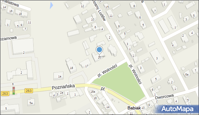 Babiak, Plac Wolności, 20, mapa Babiak