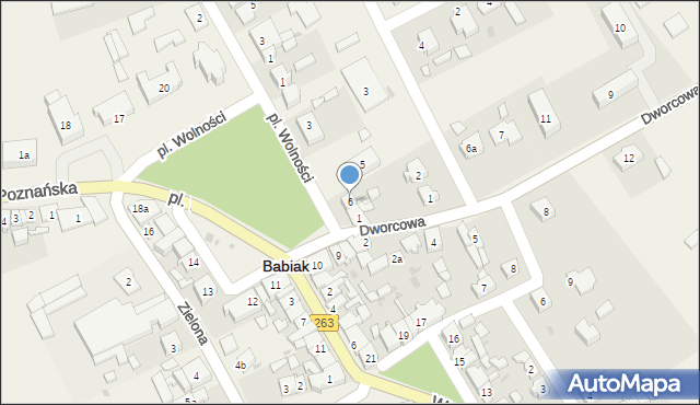 Babiak, Plac Wolności, 6, mapa Babiak