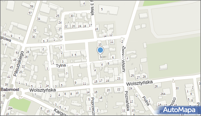 Babimost, Plac Kopernika Mikołaja, 7, mapa Babimost