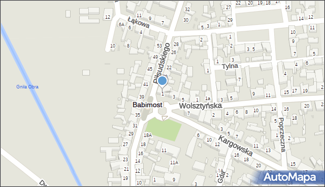 Babimost, Plac Powstańców Wielkopolskich, 1, mapa Babimost