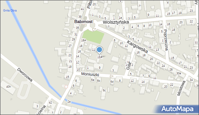 Babimost, Plac Powstańców Wielkopolskich, 11A, mapa Babimost