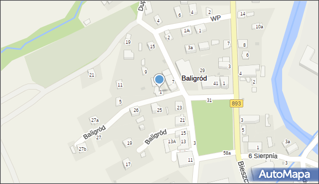 Baligród, Plac Wolności, 1, mapa Baligród