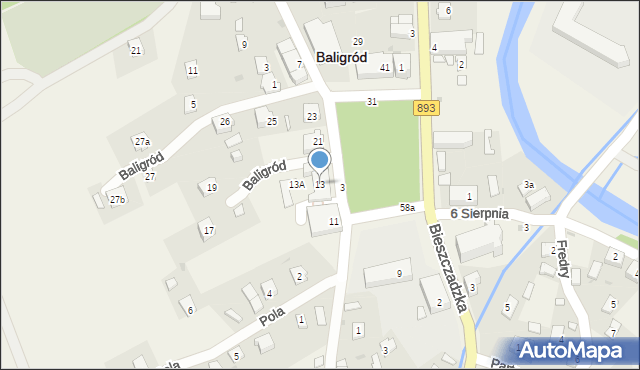 Baligród, Plac Wolności, 13, mapa Baligród