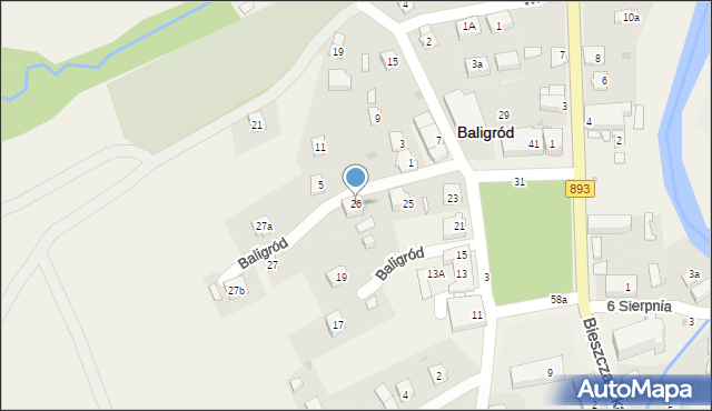 Baligród, Plac Wolności, 26, mapa Baligród