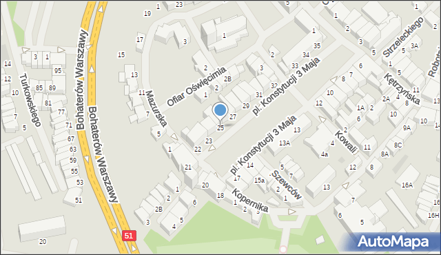 Bartoszyce, Plac Konstytucji 3 Maja, 25, mapa Bartoszyce