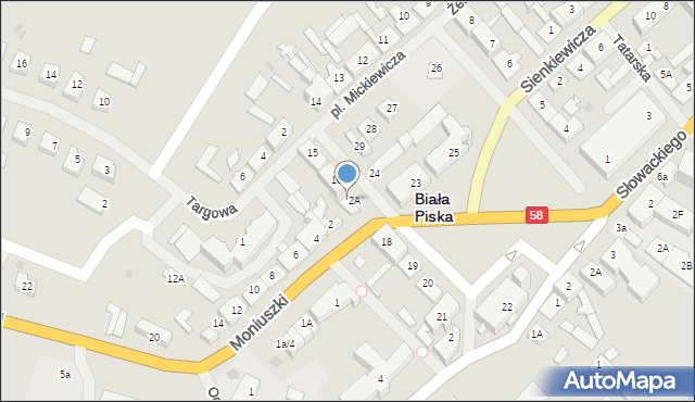 Biała Piska, Plac Mickiewicza Adama, 17, mapa Biała Piska