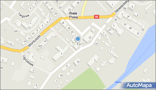 Biała Piska, Plac Mickiewicza Adama, 21a, mapa Biała Piska