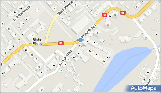 Biała Piska, Plac Mickiewicza Adama, 3a, mapa Biała Piska