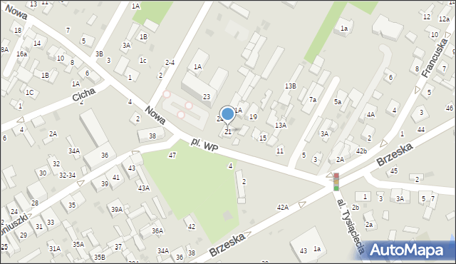 Biała Podlaska, Plac Wojska Polskiego, 21, mapa Białej Podlaskiej