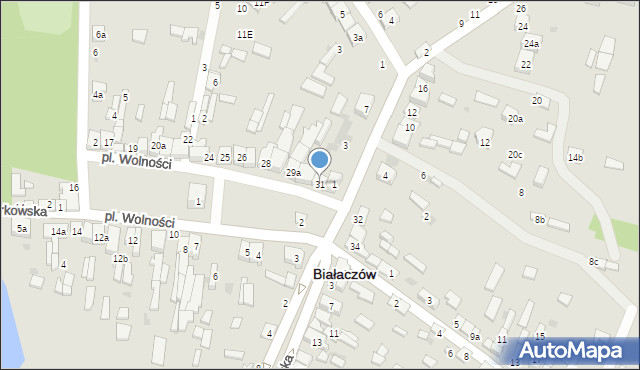 Białaczów, Plac Wolności, 31, mapa Białaczów