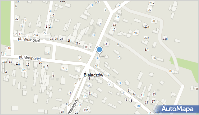 Białaczów, Plac Wolności, 33, mapa Białaczów