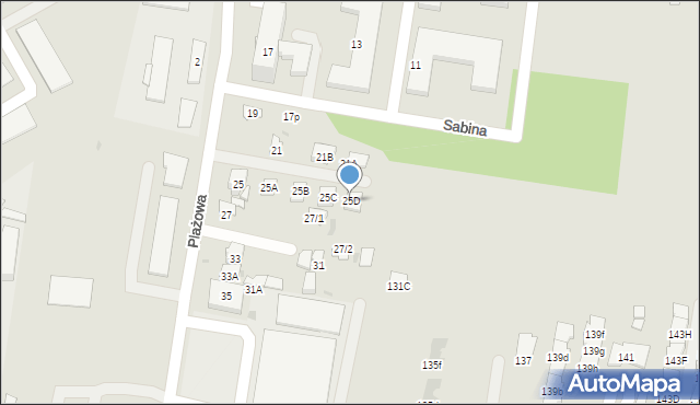 Białystok, Plażowa, 25D, mapa Białegostoku