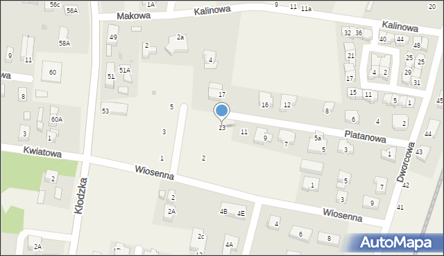 Bielany Wrocławskie, Platanowa, 13, mapa Bielany Wrocławskie