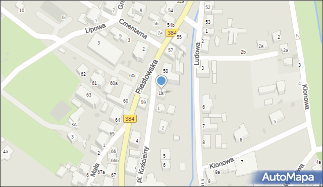 Bielawa, Plac Kościelny, 1a, mapa Bielawa