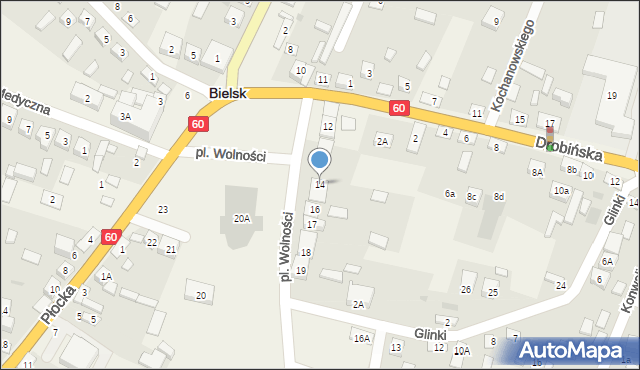 Bielsk, Plac Wolności, 14, mapa Bielsk