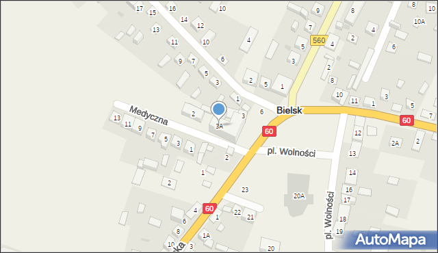 Bielsk, Plac Wolności, 3A, mapa Bielsk