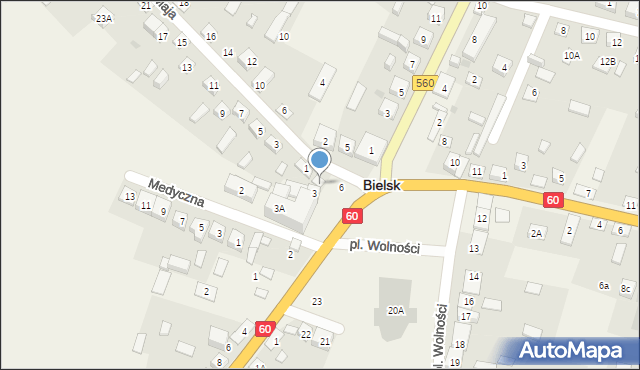 Bielsk, Plac Wolności, 4A, mapa Bielsk