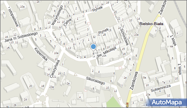 Bielsko-Biała, Plac św. Mikołaja, 6, mapa Bielsko-Białej