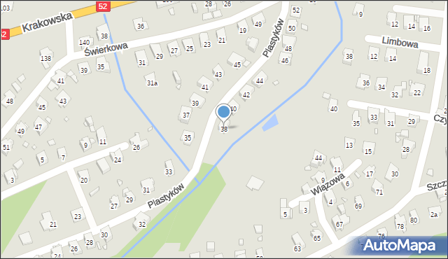 Bielsko-Biała, Plastyków, 38, mapa Bielsko-Białej