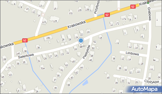 Bielsko-Biała, Plastyków, 49, mapa Bielsko-Białej