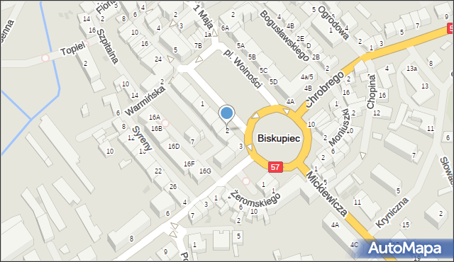 Biskupiec, Plac Wolności, 2, mapa Biskupiec