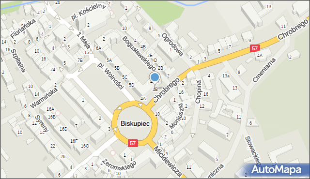 Biskupiec, Plac Wolności, 4B, mapa Biskupiec