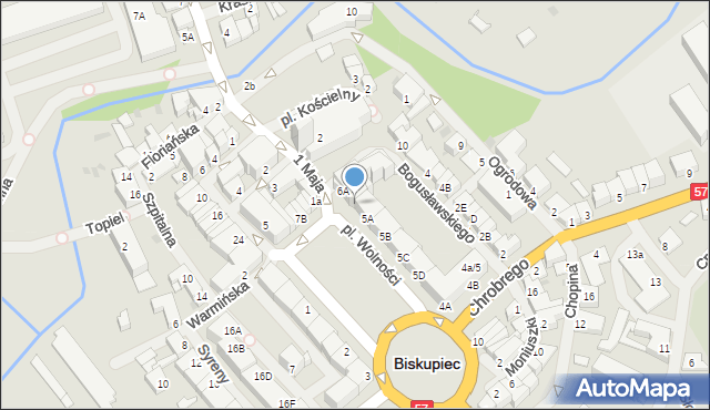 Biskupiec, Plac Wolności, 6, mapa Biskupiec