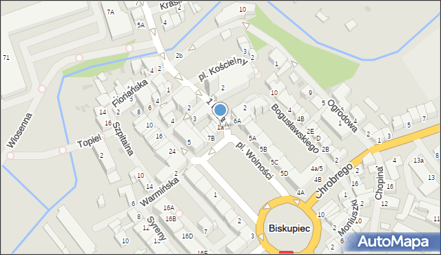 Biskupiec, Plac Wolności, 7E, mapa Biskupiec