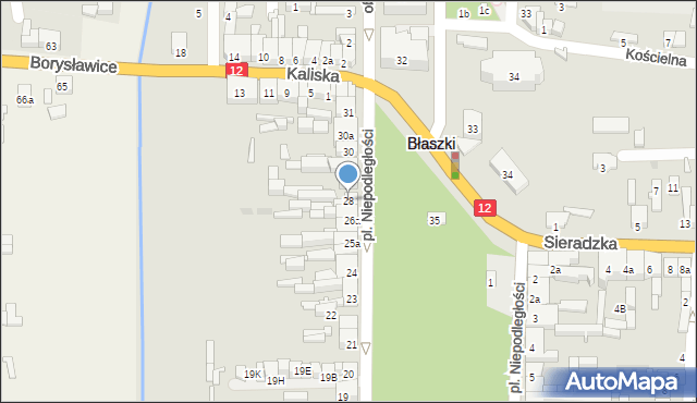 Błaszki, Plac Niepodległości, 28, mapa Błaszki