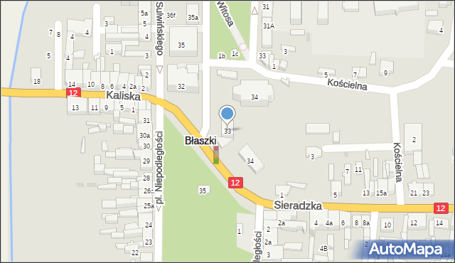 Błaszki, Plac Niepodległości, 33, mapa Błaszki