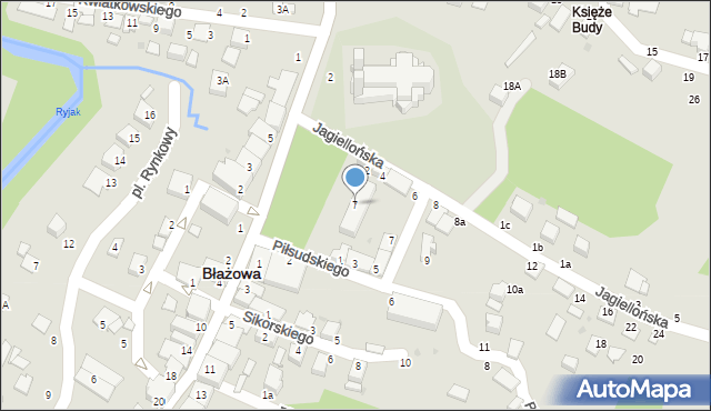 Błażowa, Plac Jana Pawła II, 7, mapa Błażowa