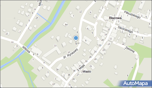 Błażowa, Plac Rynkowy, 9, mapa Błażowa