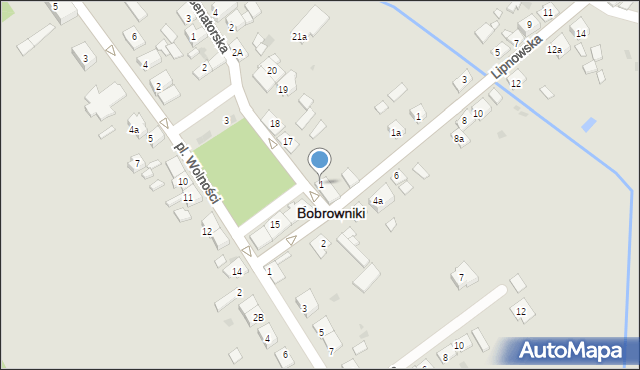 Bobrowniki, Plac Wolności, 1, mapa Bobrowniki