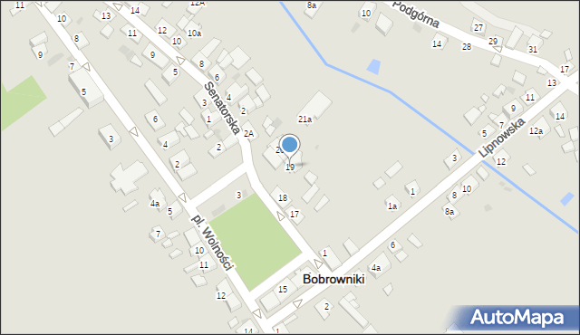 Bobrowniki, Plac Wolności, 19, mapa Bobrowniki