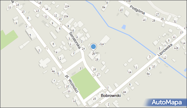 Bobrowniki, Plac Wolności, 20, mapa Bobrowniki