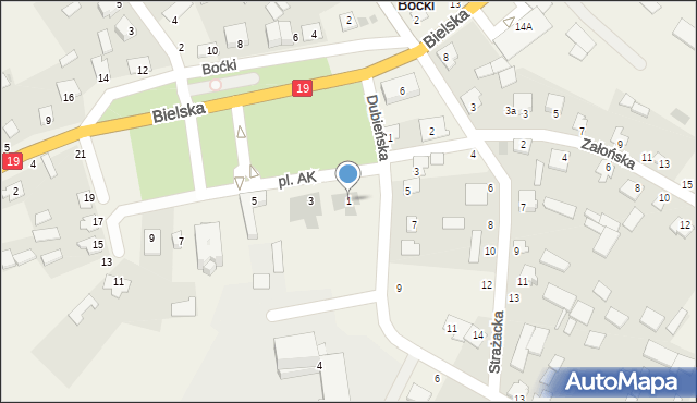 Boćki, Plac Armii Krajowej, 1, mapa Boćki