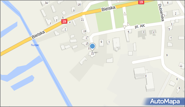 Boćki, Plac Armii Krajowej, 11, mapa Boćki