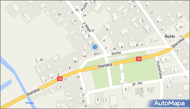 Boćki, Plac Armii Krajowej, 12, mapa Boćki