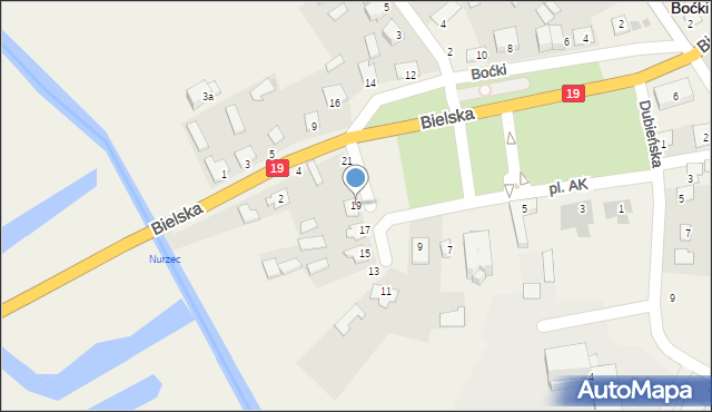 Boćki, Plac Armii Krajowej, 19, mapa Boćki